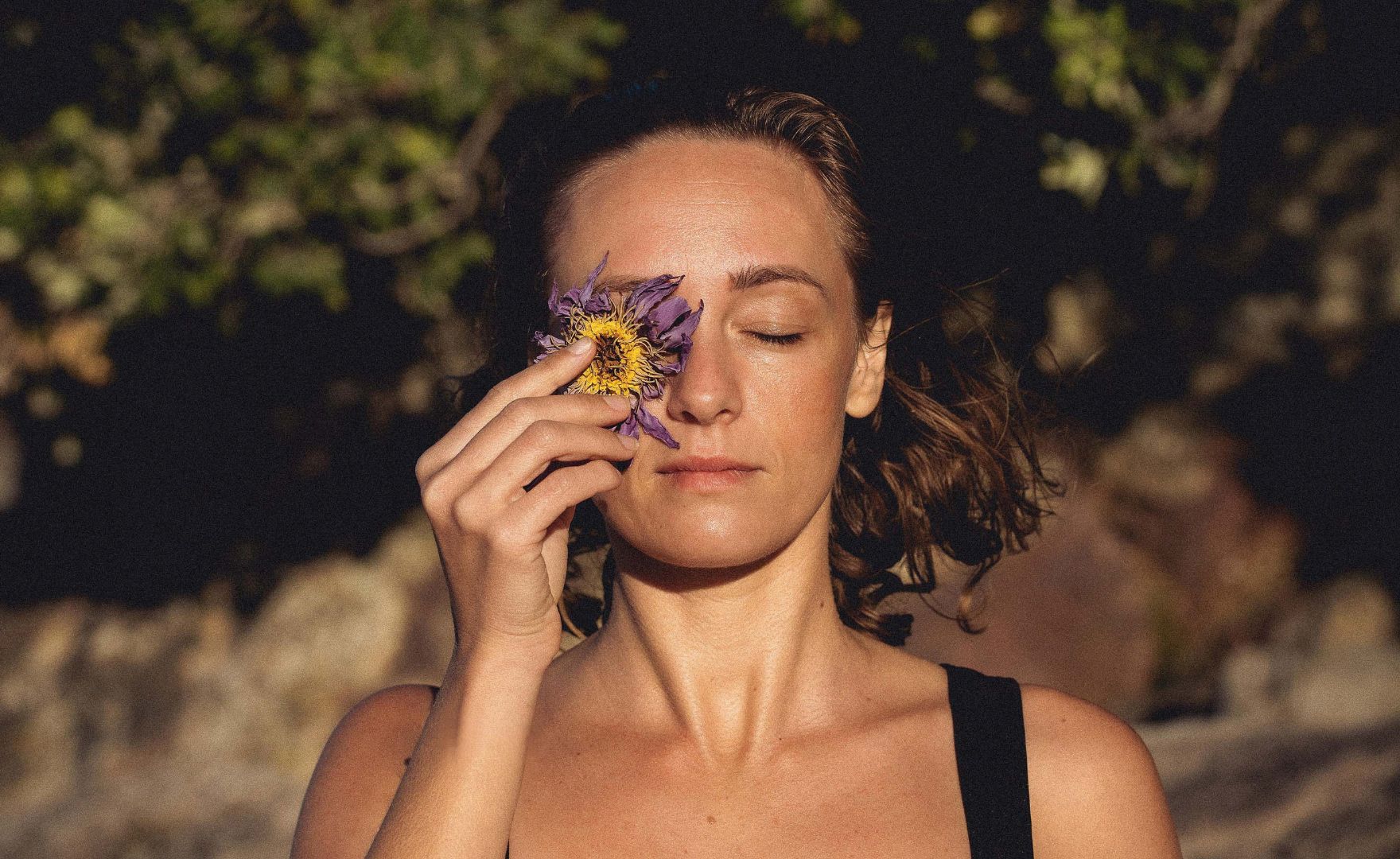 Woman with blue lotus, Blue lotus, Relaxation, Calm mind, Body Mind Spirit