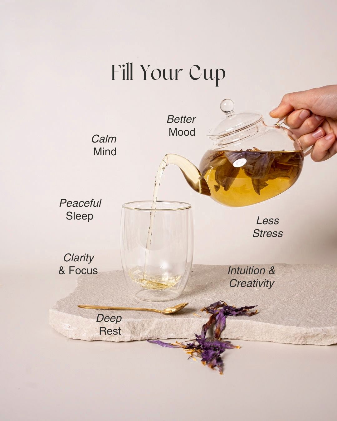 Blue water lily herbal tea for anxiety and restful sleep – Egyptian lotus infusion NZ