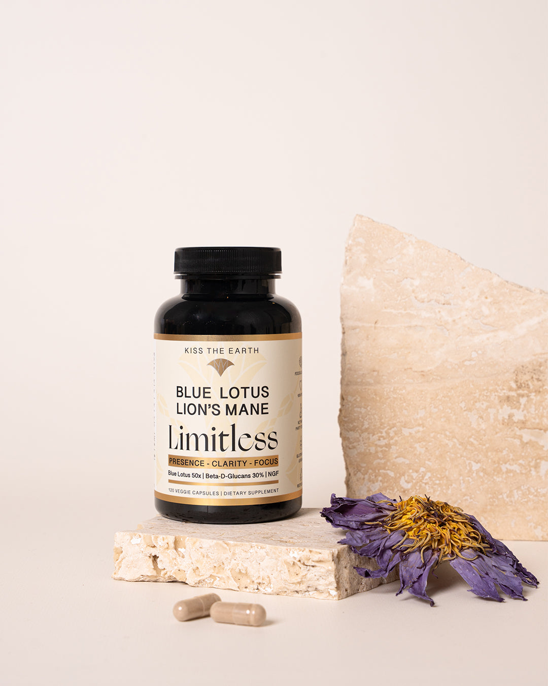 Limitless, Blue Lotus and lion's mane capsules, supplement for focus, clarity , anxiety