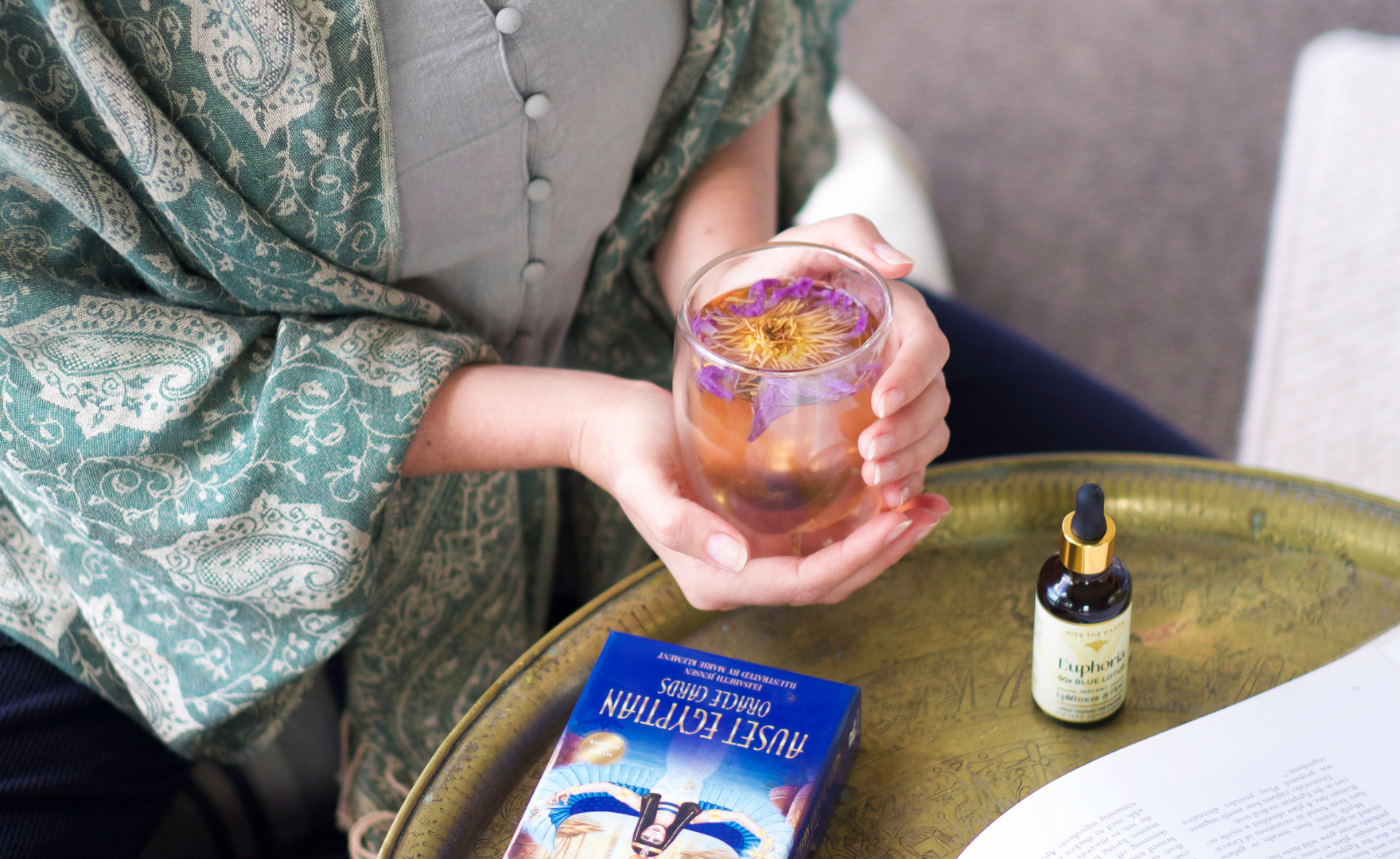 Blue lotus tea for overthinking anxiety and stress. Organic herbal tea. Calm & relax tea. 