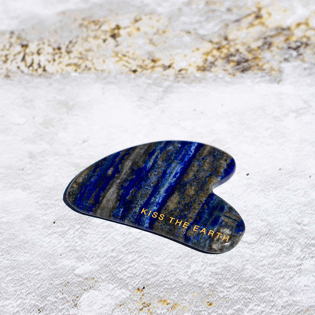 Lapis Lazuli gua sha for skincare ritual, blood circulation and healthy skin 